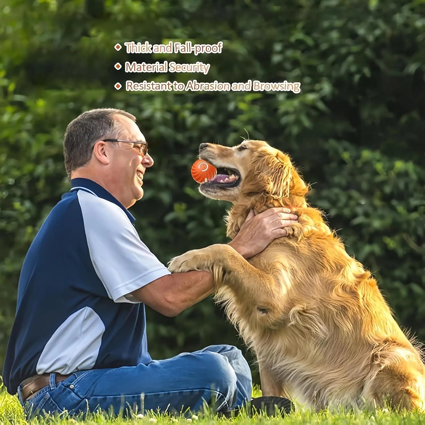 Fuzztik Interactive Dog Toy Ball - 2025 Upgrade, Durable TPR Material, USB Rechargeable Automatic Rolling & Vibrating Ball for All Dog Sizes, Anti-Biting High-Quality Design